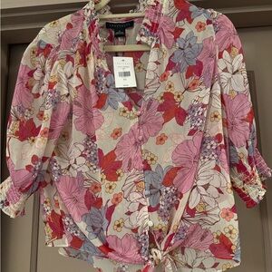 Sanctuary Floral Blouse - Pink, Red, and Purple